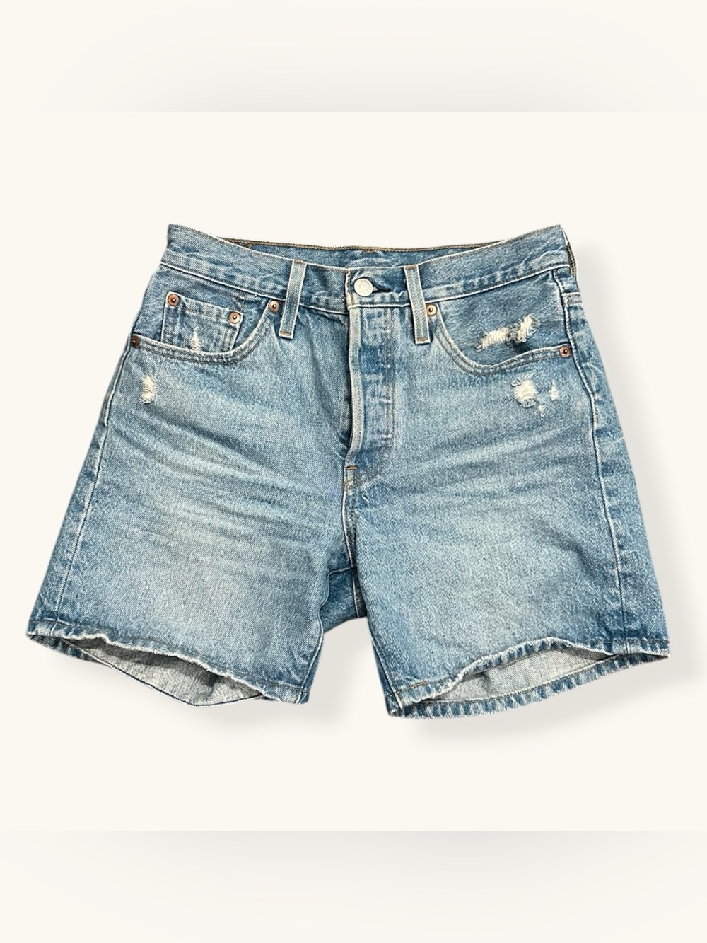 levi's 501 classic wash midi shorts